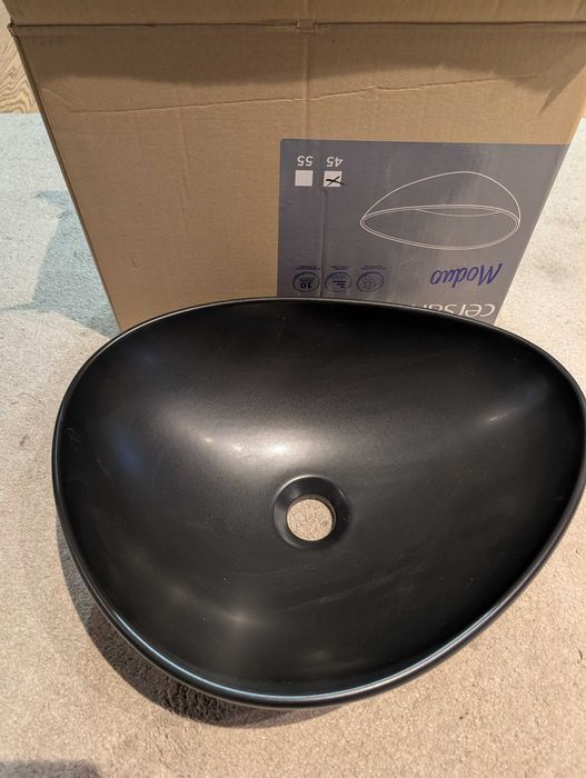 Lavoar pe blat antracit 45 cm, asimetric, Cersanit Moduo