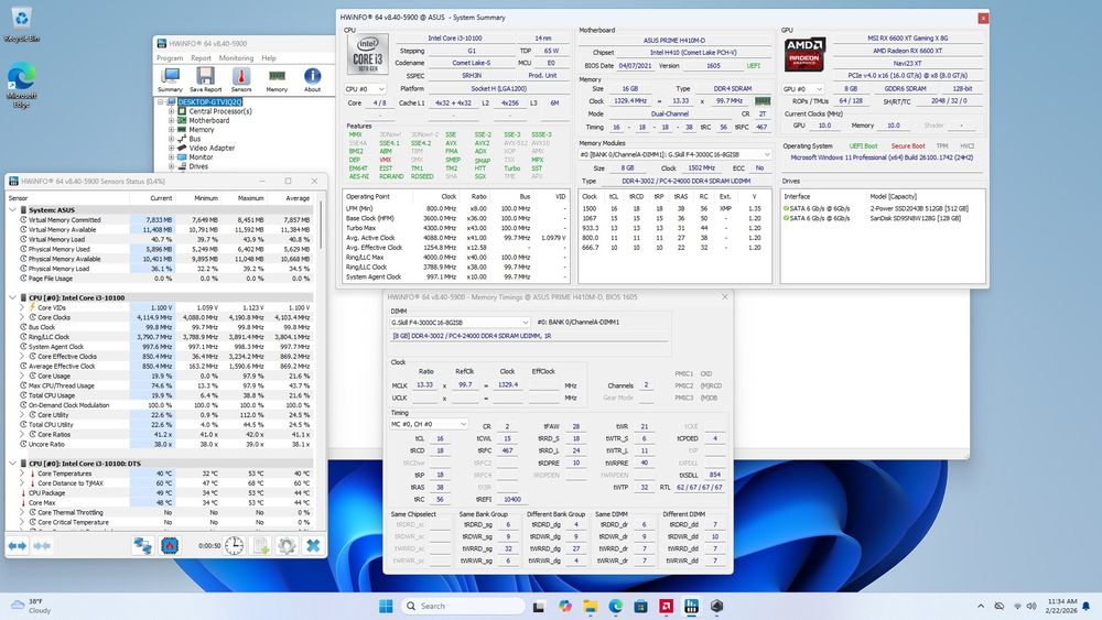 PC Gaming – i3 10100,  RX 6600 XT MSI Gaming X – 16GB RAM – 2  SSD
