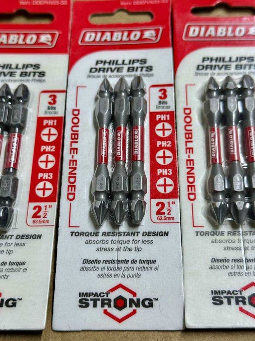 Diablo биты, набор бит, остнастка Dewalt, DDEPHV25-S3 PH1/PH2/PH3