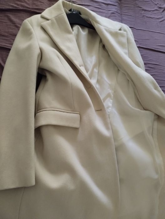 Palton lana crem
