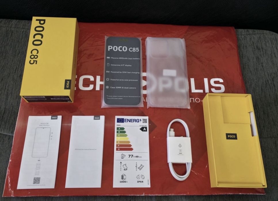 ЧИСТО НОВ 256GB Poco c85 Гаранция Технополис 2028г. Green