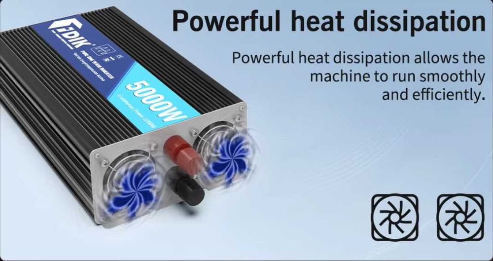 Инвертор чиста синусоида с LCD екран DC 12/24v към AC220v 50Hz 5000W