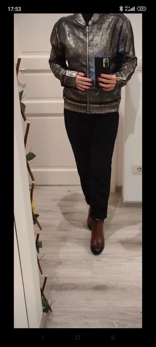 Cardigan argintiu, Made in Italiy, model actual, nou, 100% bumbac