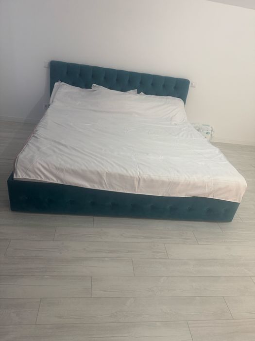 Pat tapitat Mobexpert 200x200, ca nou, saltea Ortopedica -Best Sleep