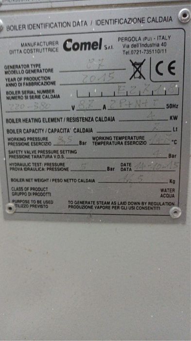 Masă de călcat profesională Comel FR/E cu boiler și aspirație – Italia