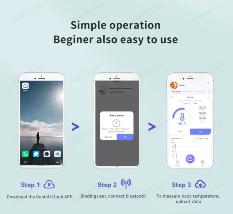 Смарт термометър Genial с приложение и аларма при температура 24/7