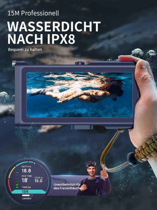 Lanhiem Husă Telefon Subacvatică IPX8 – 15m – Diving – iPhone/Samsung – 4.7-6.9”