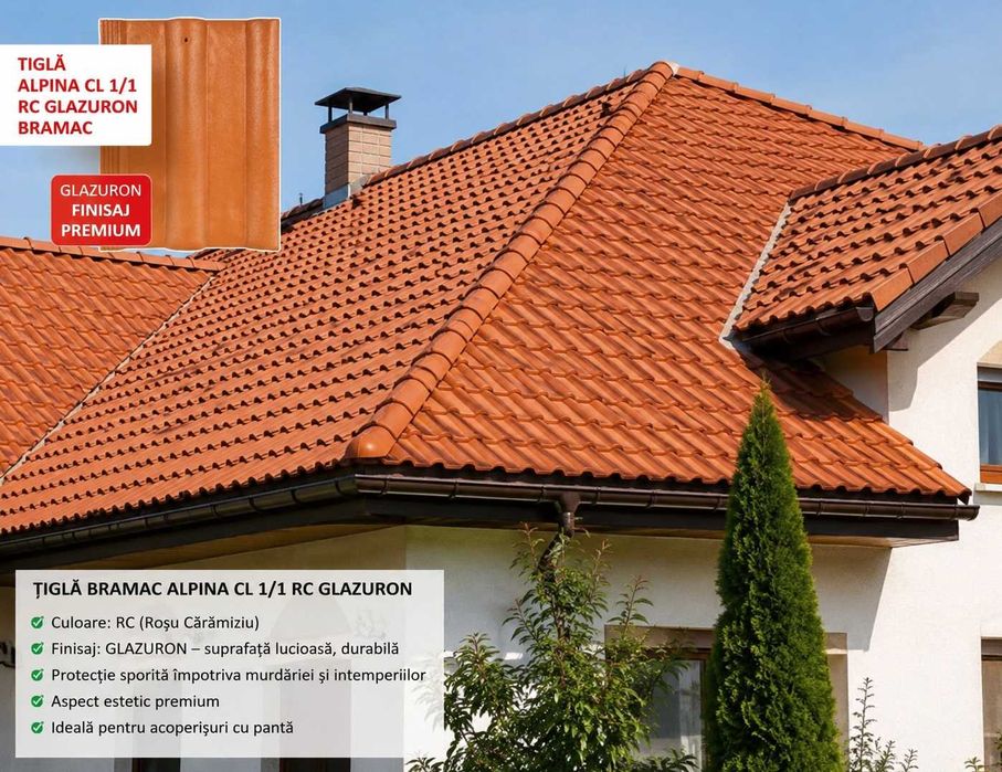 Țiglă din beton - Bramac Alpina – protecție ridicată GLAZURON - 300 buc!
