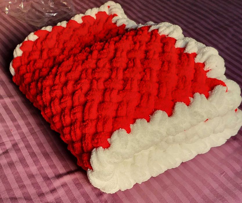 Ново ръчно плетено одеяло 90/90 см прежда Ализе Пуфи