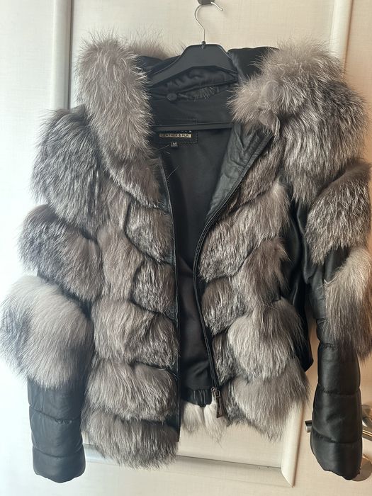 Geaca blana si piele naturala S/M