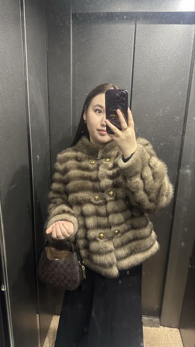 Эко шуба коричневая