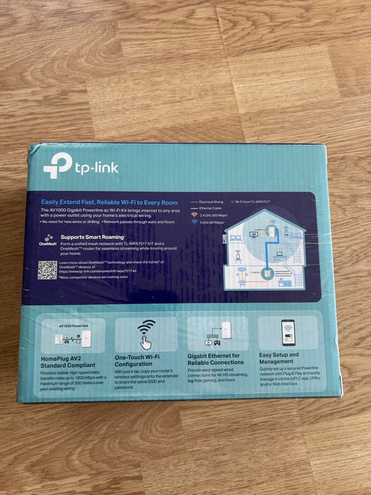 KIT Router WIFI Extender TP-LINK TL-WPA7517 Powerline AV1000 1x1000Mbps + Wireless Dual Band AC750, alb