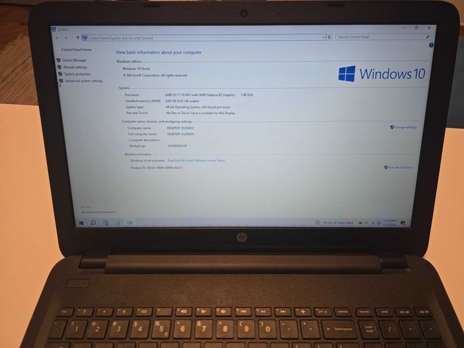 Laptop HP 15.6'' 255 G5 AMD E2-7110