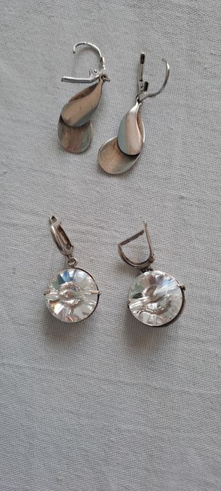 Сребърни обеци,с камък и без
