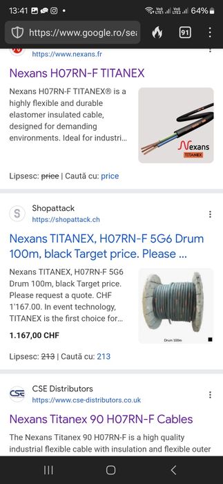 Cablu curent cupru 380v trifazic TITANEX 5x6 mm², black, H07RN-F 5G6 N