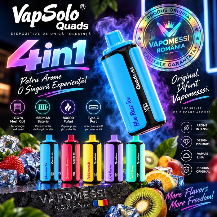 Vape Vapsolo Quads 80.000 Puffuri Arome Noi