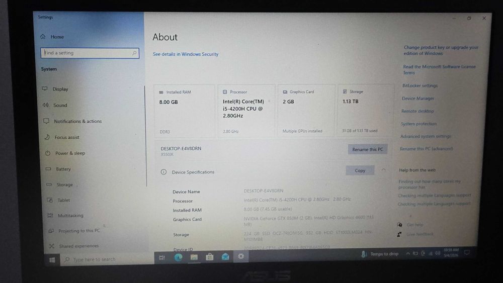 Laptop Asus X550JK