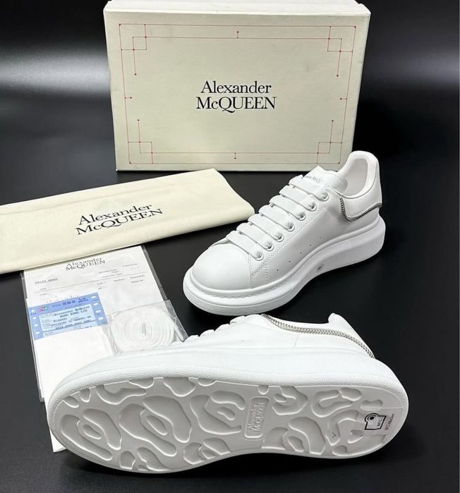 Adidasi Alexander Mcqueen piele zipper albi