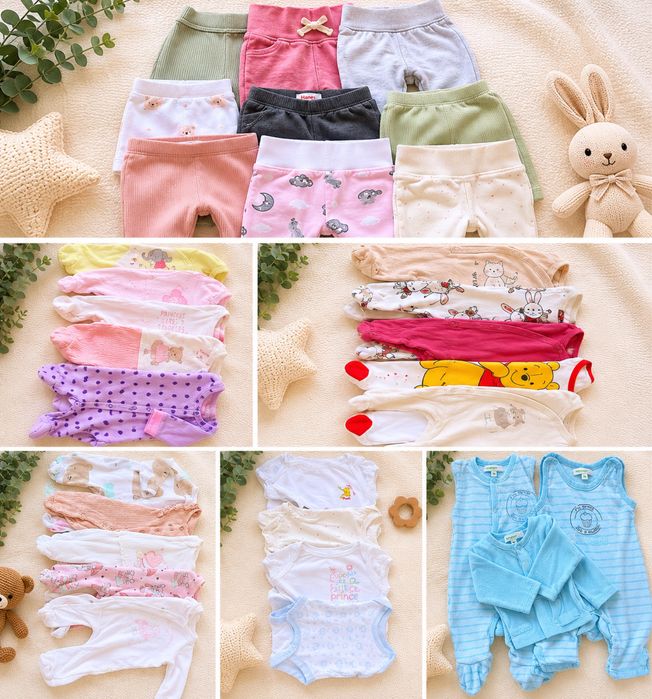 Лот 40 броя бебешки дрешки Next, Carter’s, H&M, Disney Baby и др