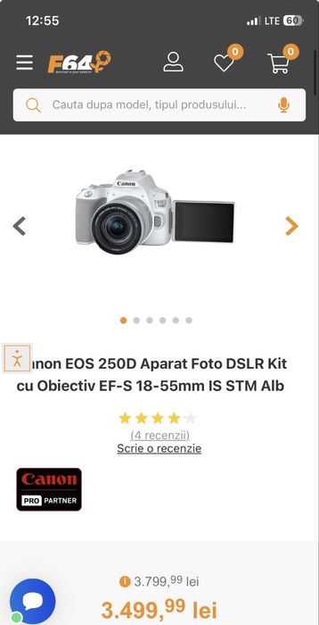 Canon eos 250d + obiectiv Ef 50mm+ accesorii