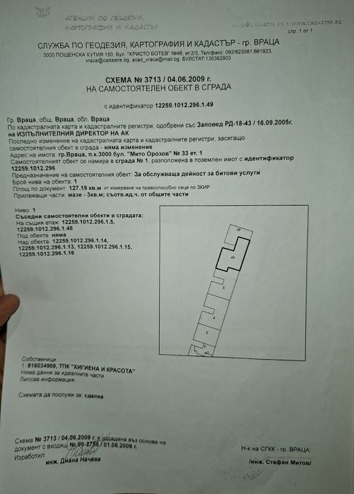 Продава се помещение 127 кв , Враца бул.Мито Орозов 33