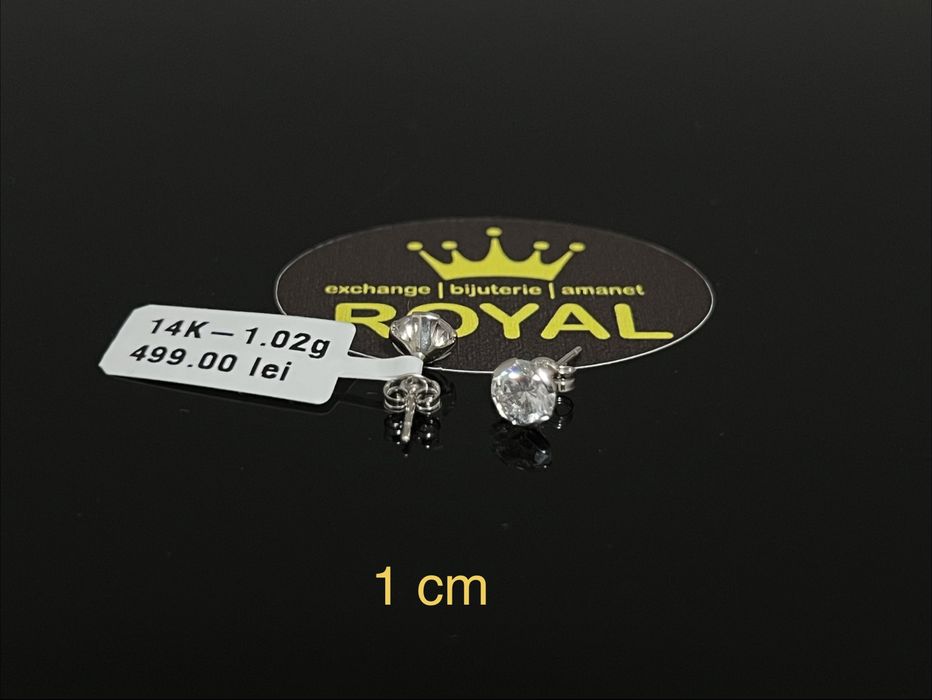 Bijuteria Royal CB : Cercei dama aur nou alb 14k 1,02gr