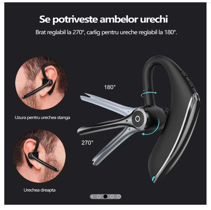 Casca wireless bluetooth F910 cu 2 microfoane eliminare zgomot de fond utilizare pe 2 dispozitive simultan 16 ore de autonomie
