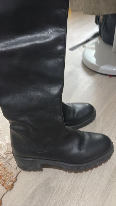 Cizme Zara înalte, piele naturală, 36