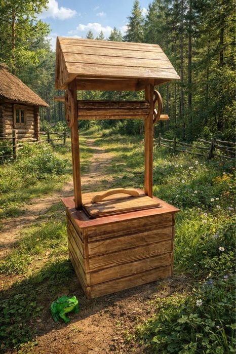 Колодец,мельница из дерева