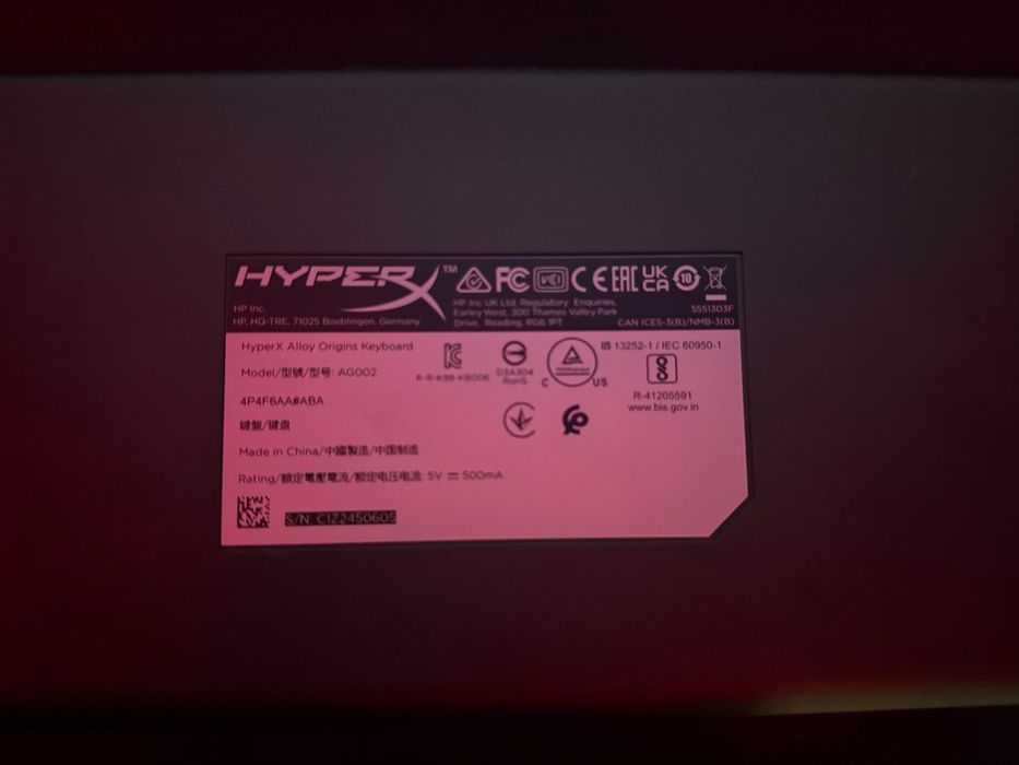 Клавиатура Hyperx alloy origins red switch