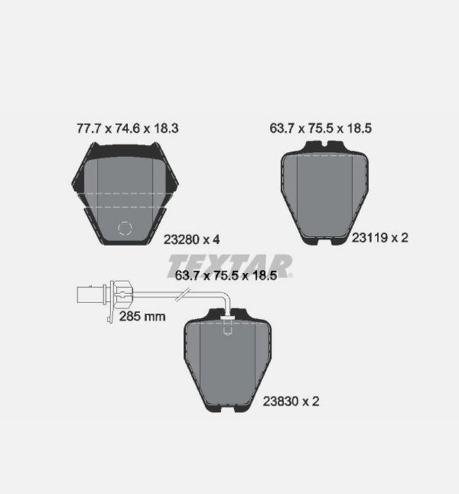 Накладки 2328001 на TEXTAR за AUDI A4 A6 ALLROAD VW Passat Phaeton