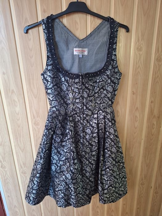 Rochie trachten vintage Original Steindl, mărimea 32, material gros lucios Oktoberfest