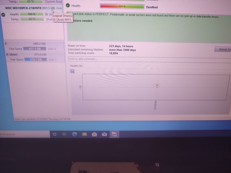 Hard disk laptop 1TB 1000gb WD Slim - 100% Sentinell