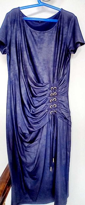 Секси рокли МОРГАН - синя, жълта и шарка змия, Размер М 38-40