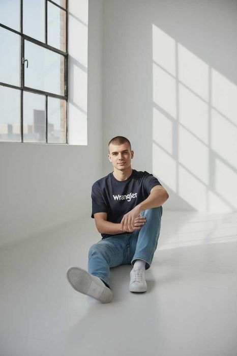 Мъжка тениска, WRANGLER, Frame Logo, Тъмносиня
