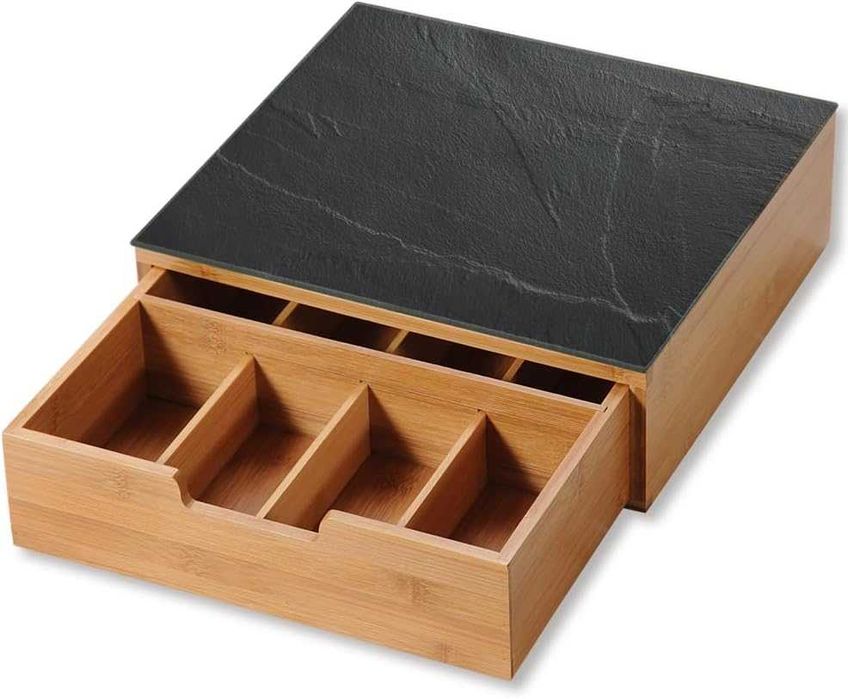 Кутия за съхранение на капсули/чай Kesper 58951, 8 чекмеджета, Бамбук