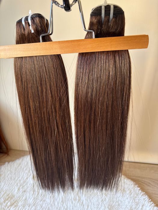 100% Естествена Виетнамска коса – Цвят №4 Кестеняво кафяво.