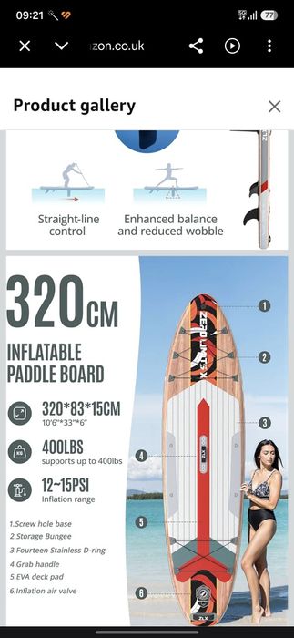 Stand up paddle SUP ZLX 320 cm placa caiac