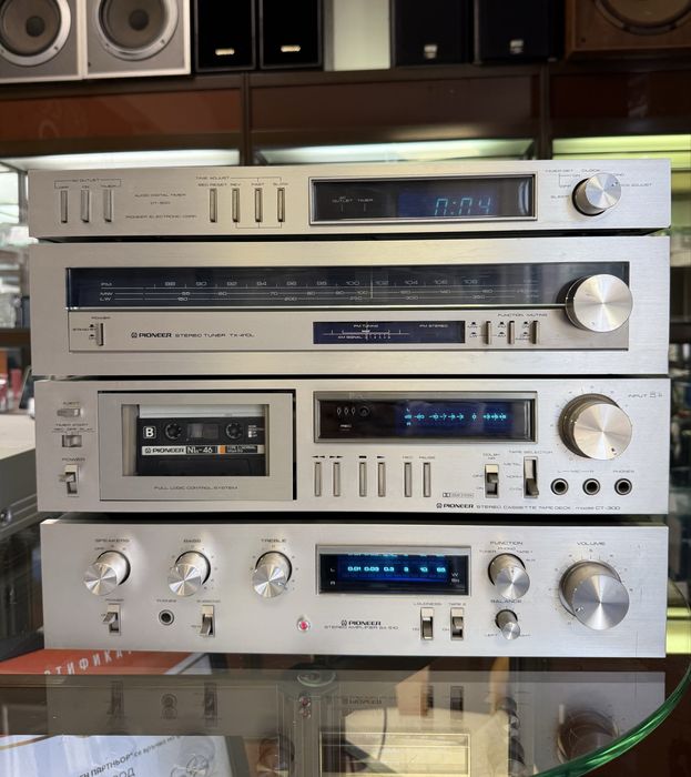 ТОП ретро аудио сет PIONEER синя серия - усилвател, тунер, дек, таймер CD плеър, грамофон