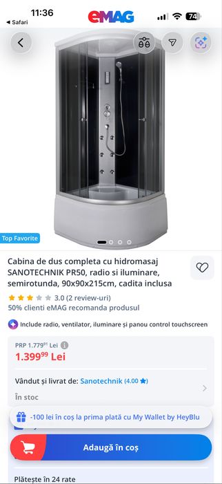 Cabina dus cu radio