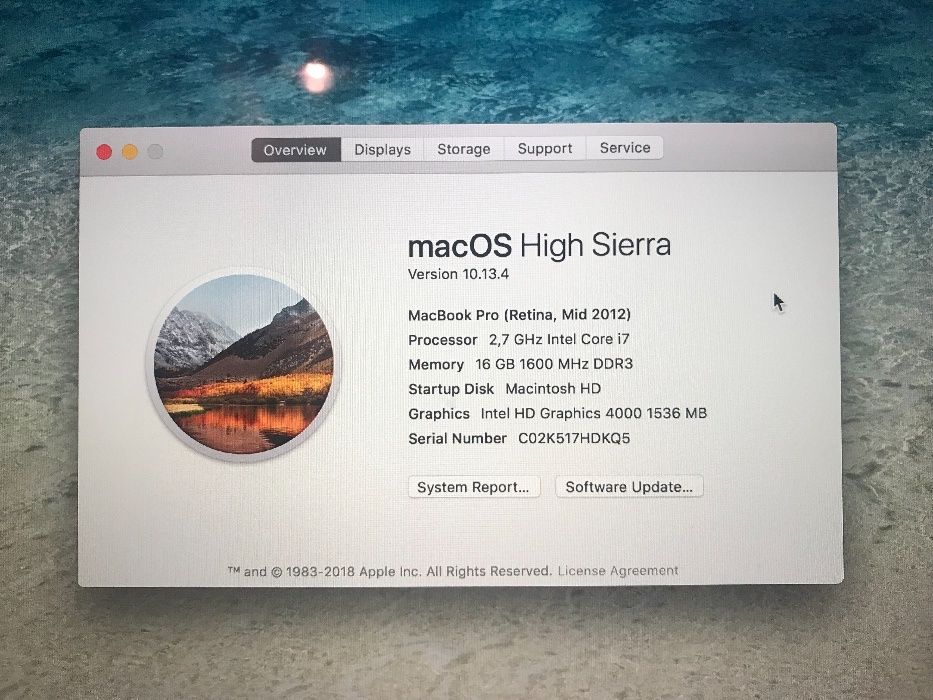 Mac Book Pro 15" Retina Display Mid 2012