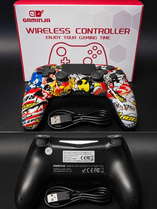 Controller Wireless GAMINJA pentru PlayStation 4/PC – Produs Nou – Dual Shock – USB-C – Temă Pennzoil & Havoline Racing
