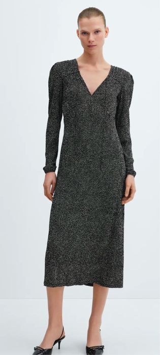 Платье MNG, черное с горошком, новое , M