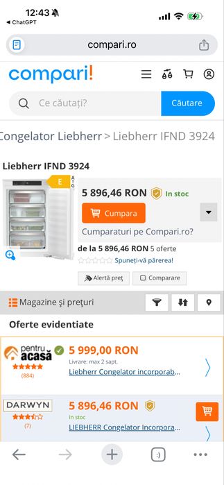 Congelator LIEBHER incorporabil 4 sertare NOU