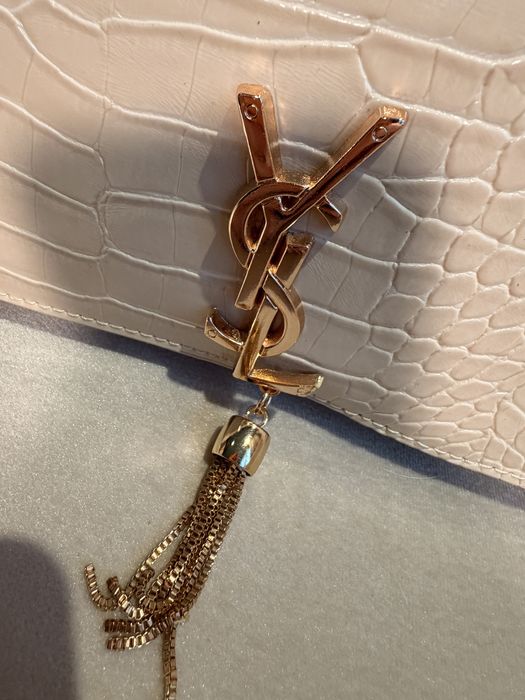 Gentuță Yves Saint Laurent- neagră/ivoar(piele croco)