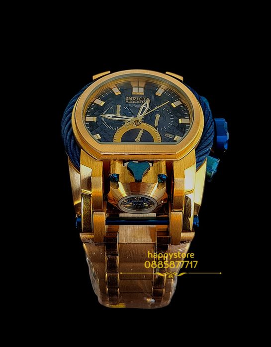 часовник INVICTA Bolt Zeus Magnum Gold/Blue 52 mm, Инвикта нов