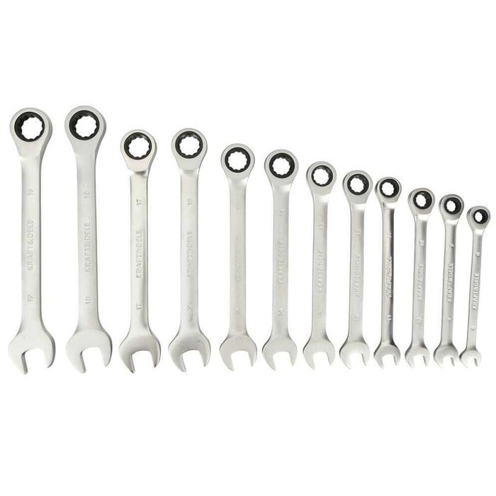 Set chei combinate cu clichet, dimensiuni 8-19mm, 12 piese, Kraft