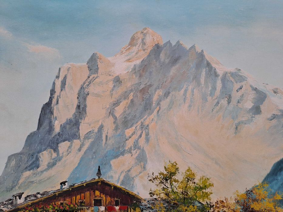 tablou pictura pe panza 92/72 cm semnat Erich K Plank datat 1955