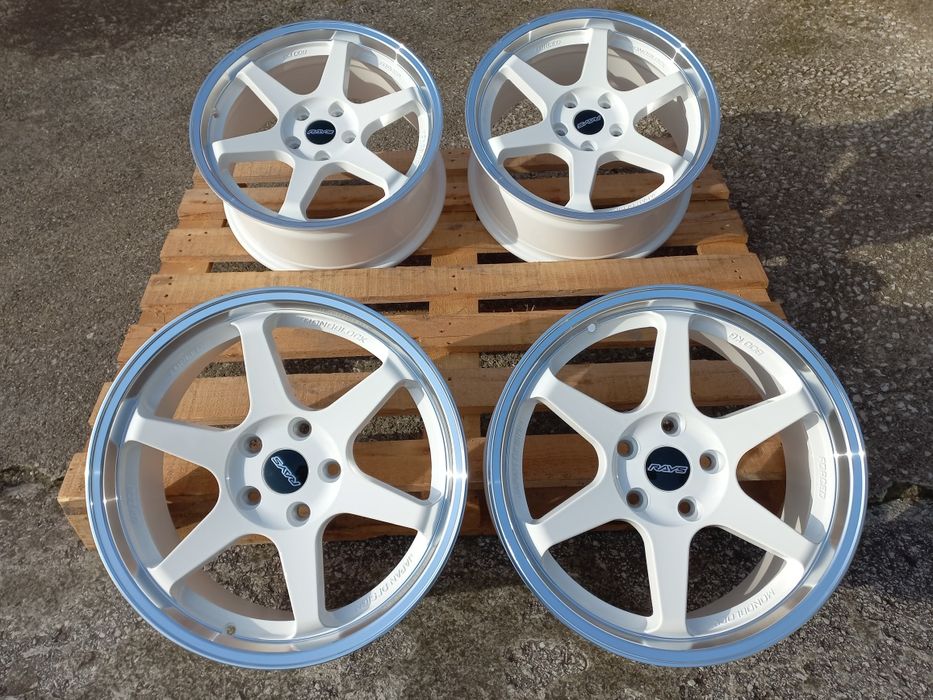 17" 5х114.3 Rays T37 Diamond Lip White Volk Racing 7.5j et 35 Чисто Нови