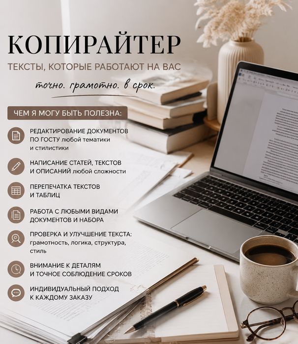Набор текста. Редактирование документов. Написание текстов.